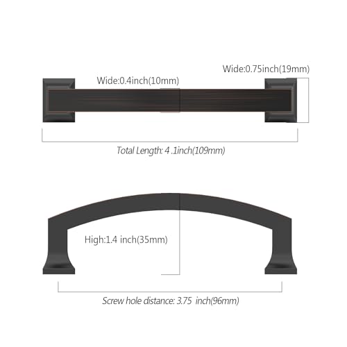 Asidrama 10 Pack 3.75 Inch(96mm) Oil Rubbed Bronze Kitchen Cabinet Handles, Cabinet Pulls Kitchen Cabinet Hardware for Cupboard Drawer Pulls - color: Oil Rubbed Bronze, size: 3.75" Hole Center, style: 10 Pack