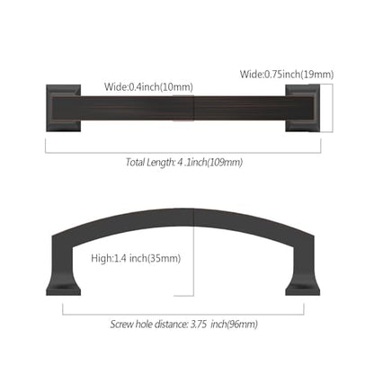 Asidrama 10 Pack 3.75 Inch(96mm) Oil Rubbed Bronze Kitchen Cabinet Handles, Cabinet Pulls Kitchen Cabinet Hardware for Cupboard Drawer Pulls - color: Oil Rubbed Bronze, size: 3.75" Hole Center, style: 10 Pack
