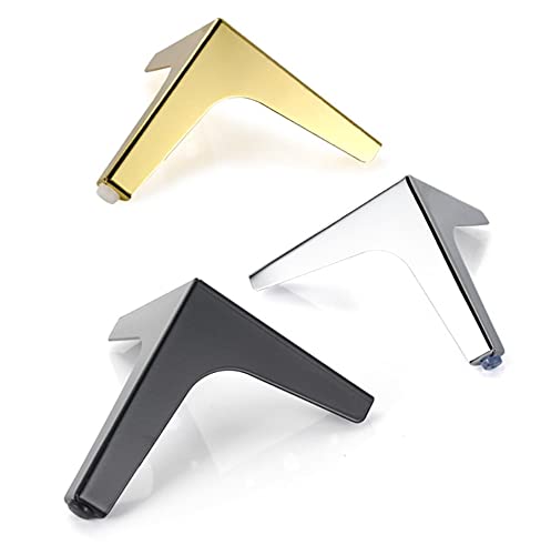 Metal Sofa Legs Furniture Replacement Leg Golden Sofa Feet Heavy Duty Triangle Cabinet Feet Set of 4 (White 6 Inch) - size: White 6 Inch