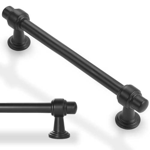 10 Pack 3-3/4 Inch(96mm) Kitchen Cabinet Handles Matte Black Cabinet Pulls Zinc Alloy Drawer Pulls Solid Kitchen Hardware - color: Matte Black, size: 3-3/4'' Hole Center(96mm)