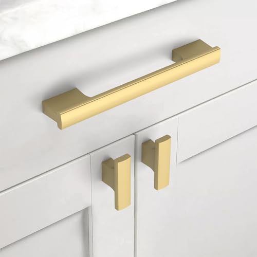 Brushed Gold Cabinet Handles Kitchen Pulls 5 Inch 12 Pack - color: Matte Gold, size: 5 Inch Hole Center