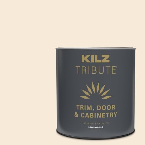KILZ Tribute Cabinet Paint for Doors & Trim, for Interior/Exterior, Semi-Gloss, Ivory Porcelain, 1 Quart - color: Ivory Porcelain, size: 32 Fl Oz (Pack of 1)