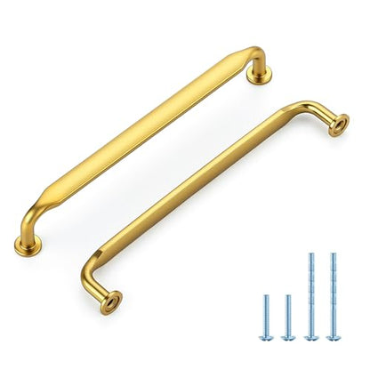 HOME EDIT Gold Solid Cabinet Handles & Pulls 6-1/4 Inch 10 Pack - color: Brushed Brass, size: 6-1/4 inches Hole Center