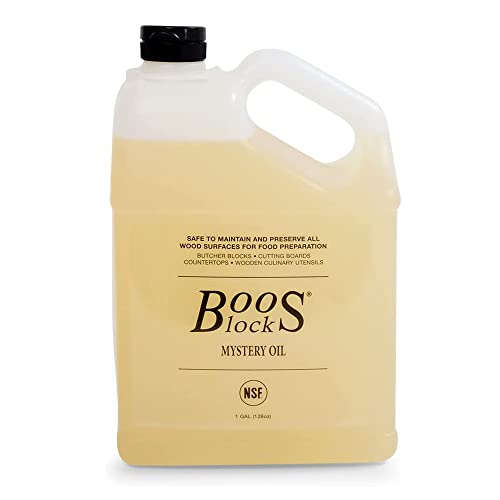 John Boos All-Natural Mystery Oil, Large Revitalizing Wood Conditioner, 128 oz - Food-Grade Mineral Oil for Butcher Blocks, Cutting Boards, Countertops and Wooden Culinary Utensils - style: Mystery Oil 128 oz