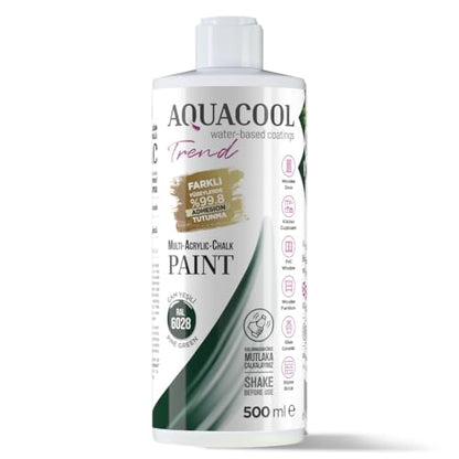 Aquacool Trend MAC All-in-One Furniture Paint – No Sanding No Primer, Chalk Paint for Cabinets, Wood, Tile & Countertops | Self-Leveling Matte | 16.9 fl oz 53 sq ft | 6028 Pine Green - color: Ral 6028 Pine Green
