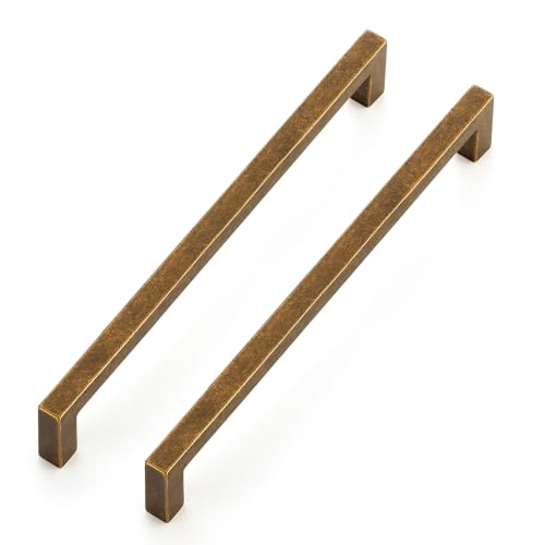 Ravinte Antique Brass Cabinet Handles Solid Cabinet Pulls 6-1/4 Inch 5 Pack - color: Antique Brass, size: Flat Black 6-1/4'' Hole Center