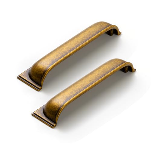 Goo-Ki 6 Pack Antique Brass Cabinet Cup Pulls Bin Cup Drawer Pulls - color: Antique Brass, size: 5 Inch Hole Center