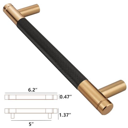 24 Pack 5 Inch 128 mm Bar Cabinet Pulls Bronze and Black Knurled Handles for Bronze and Black Drawer Pulls Cupboard Aluminum Handles - color: Bronze and Black, size: 5 Inch