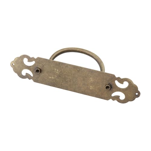 4PCS Antique Flat Bronze Cabinet Pulls Brass Decorative Handles with Engraved Pattern 3" Hole to Hole for Retro Style Furniture - style: Style B-4 Pcs