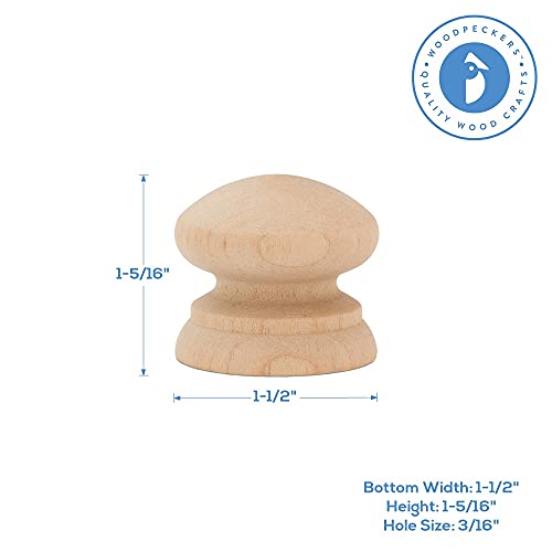 Woodpeckers British Wood Knobs 1-1/2 inch, Pack of 25 Unfinished Round Wooden Knobs for Cabinet Handles, Dresser Drawer, Furniture, and Crafts - size: 1-1/2 Inch