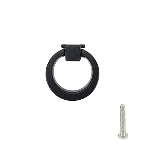 4Pcs Square Base Drop Ring Pull Handles 40mm Diameter(Matte Black) - color: Black1.57