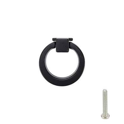 4Pcs Square Base Drop Ring Pull Handles 40mm Diameter(Matte Black) - color: Black1.57