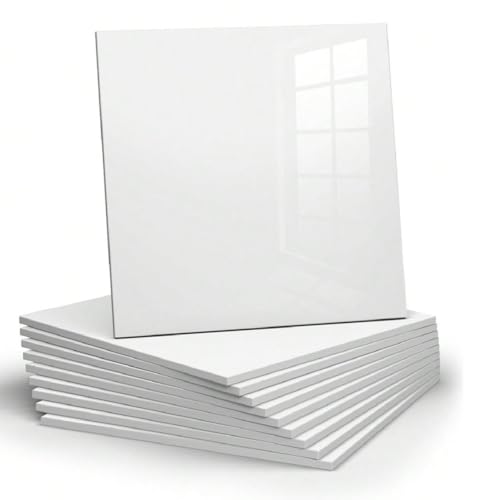 Chejiaye 10pcs Marble Peel and Stick Backsplash Waterproof Washroom Wall Panels, Peel and Stick Tile, PVC Foam Wall Panels for Kitchen,Pure White,Slightly Yellowish(Not Real Tile,11.8" x 11.8")