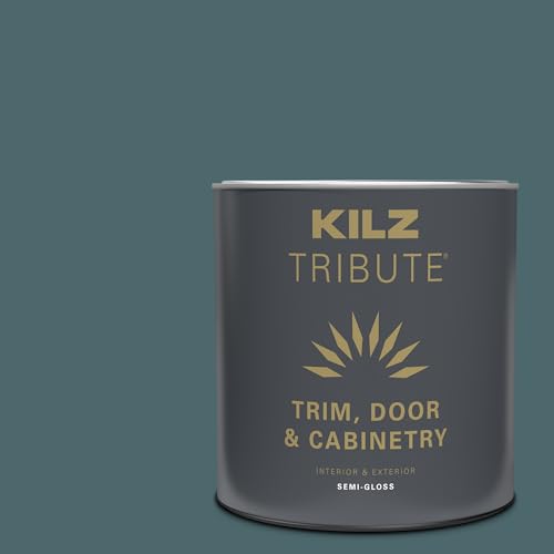 KILZ Tribute Cabinet Paint & Trim Paint, Interior/Exterior, Semigloss, Oceans Deep, 1 Quart - color: Oceans Deep, size: 32 Fl Oz (Pack of 1)