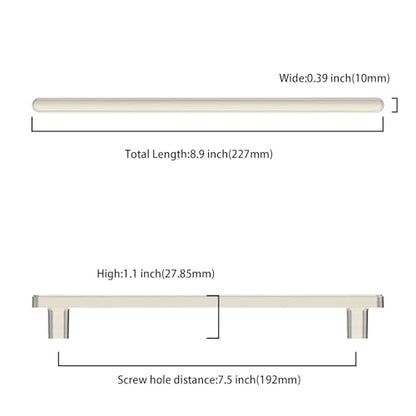 10 Pack 7.5 Inch(192mm) Kitchen Cabinet Handles Brushed Satin Nickel Cabinet Pulls Kitchen Cabinet Hardware Drawer Pulls for Cupboard Wardrobe - color: Brushed Satin Nickel, size: 7.5"/192MM Hole Center