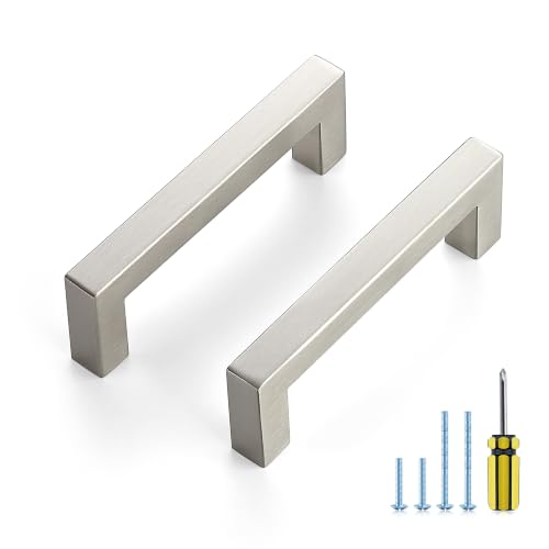 Ravinte Brushed Nickel Square Pulls Cabinet Handles,3-3/4 Inch,30 Pack - color: Brushed Nickel, size: 3-3/4 Inch Hole Center