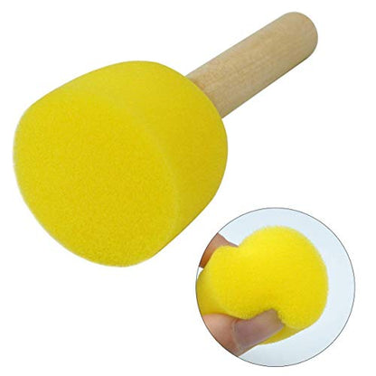 WAFJAMF 40 Pcs Round Sponges Brush Set 4 Sizes DIY Painting Tools Yellow - color: Yellow