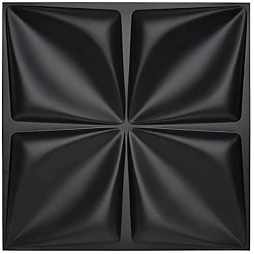 Art3d Matt Black 3D Wall Panel PVC Flower Design Cover 32 Sqft, for Interior Wall Decor in Living Room,Bedroom,Lobby,Office,Shopping Mall - color: Black