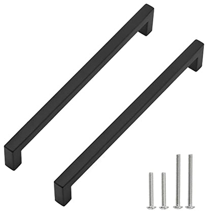 Cabinet Pulls Matte Black Cabinet Handles Square Drawer Pulls, 40 Pack 10 Inch Stainless Steel Kitchen Door Cupboard Cabinet Handles, Drawer Hardware Handles, 256mm Hole Centers - size: 10 inch Hole Centers(256mm)