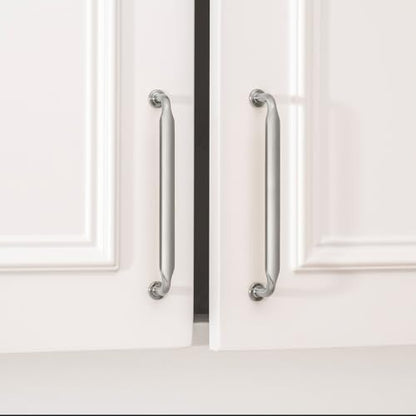 Goldenwarm 10 Pack 6-1/4 Inch Brushed Nickel Cabinet Pulls Solid Handles - color: Brushed Satin Nickel, size: 6-1/4 Inch Hole Center