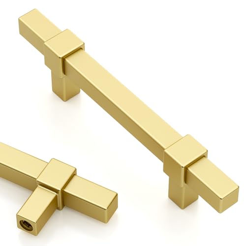 Asidrama 10 Pack 3 inch Brushed Gold Kitchen Cabinet Handles - color: Brushed Gold, size: 3" Hole Center(76mm)
