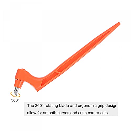 uxcell Craft Cutting Tools, 360 Degree Rotating Blades Stainless Steel Cutter with 15 Degree Blade for DIY Crafts Stencils Scrapbooks, Orange - color: Orange