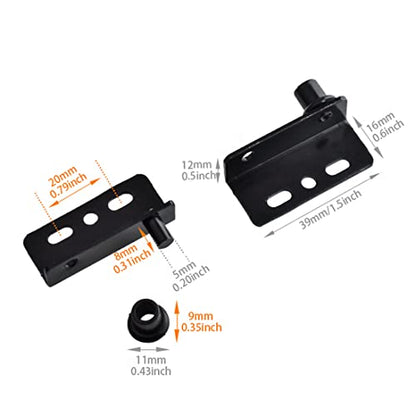 2 Sets Pivot Hinges Black Heavy Duty Concealed Shaft Door Hinges with Bushing for Wood Doors, Drawers, Furniture Cabinets, Wardrobe, Showcase, etc - color: Black