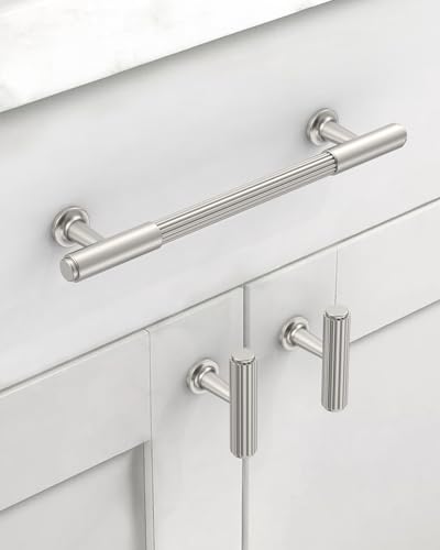 Brushed Satin Nickel Cabinet Knobs Drawer Pulls 10 Pack - color: Brushed Satin Nickel, size: T-Knob