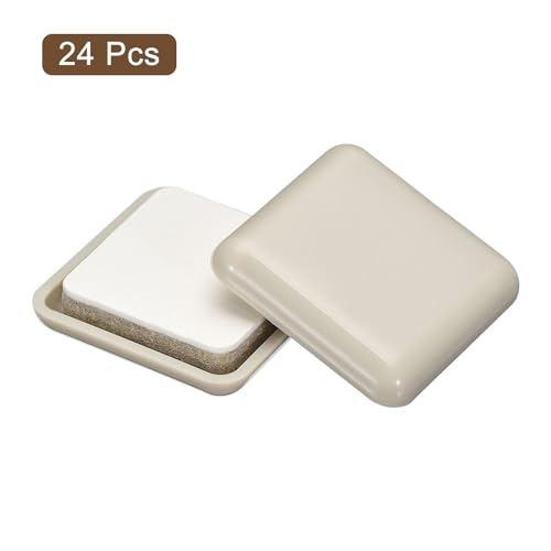 uxcell Furniture Sliders, 24Pcs 1 1/6" - Plastic Self-Adhesive Square Sliding Pads, Chair Glides for Carpeted Tile Vinyl Hardwood Floors (Grey) - size: 1 1/6"