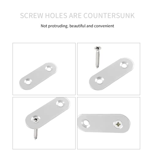 30Pcs Stainless Steel Straight Brace 40mm/1.6" Metal Joining Plates Heavy Duty Flat Mending Bracket Connector - size: 40mm/1.6",30 Pcs