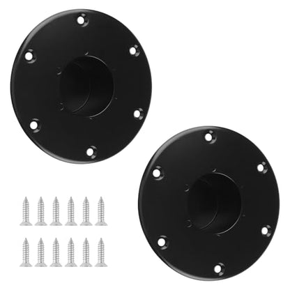 RV Trailer Pedestal Base 2Pcs Round Flush/Recessed Floor Mount for Table Leg Aluminum Boat Seat Round Base Plate with 6 Mounting Holes (Black) - color: Black-2pcs