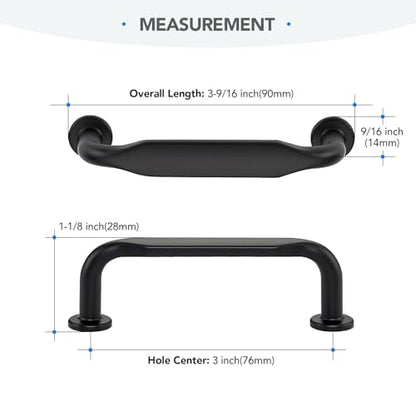 HOME EDIT Matte Black Solid Cabinet Handles & Pulls 3 Inch 10 Pack - color: Matte Black, size: 3 inches Hole Center