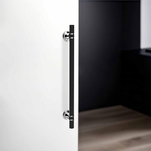 10 Pack 12.6 Inch Black and Polished Chrome Cabinet Handles - color: Black and Polished Chrome Knurled, size: 12-5/8'' Hole Center(320mm)