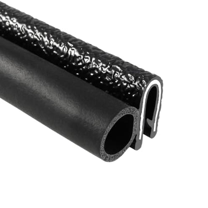 TRIM-LOK Trim Seal, Edge Trim with Side Bulb, Fits 0.438-Inch Bulb, 1/8-Inch Edge, 25-Foot Length, Black Pebble Finish, Flexible PVC Plastic Trim with EPDM Rubber Weather Stripping - style: 0.437" Bulb, 1/8" Edge, 9/16" Leg, 25 Feet