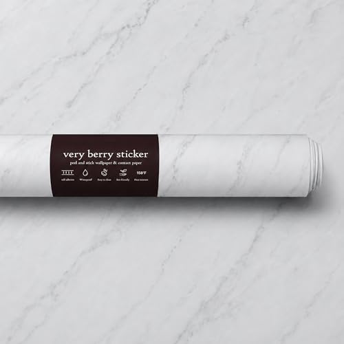 Very Berry Sticker Marble Contact Paper (White Matte, 24" x 118", 2 Pack) - color: White Matte, size: 24" x 118" (2-pack)