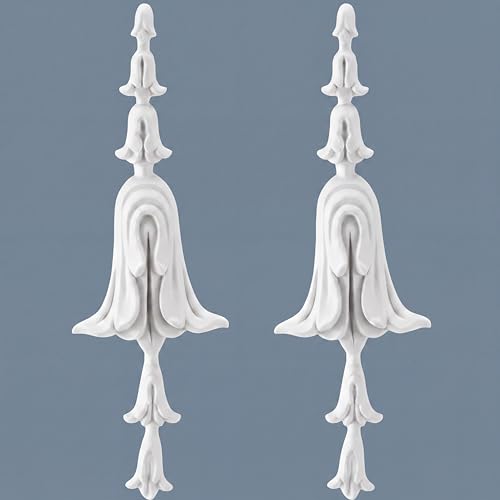 2 PCS Baroque Style Flower Carved Onlay Applique White PVC Appliques for Furniture Decorative 3D Symmetrical Furniture Decorative for Cabinets Dressers Mirrors DIY Home(Bellflower) - style: Bellflower