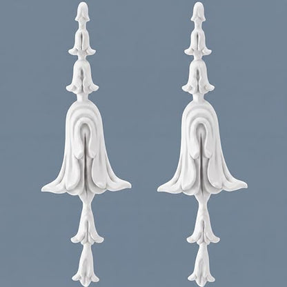 2 PCS Baroque Style Flower Carved Onlay Applique White PVC Appliques for Furniture Decorative 3D Symmetrical Furniture Decorative for Cabinets Dressers Mirrors DIY Home(Bellflower) - style: Bellflower