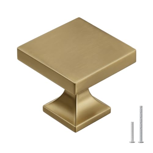 homdiy Champagne Bronze Cabinet Knobs 5 Pack Champagne Brass Square Knobs - color: Champagne Bronze, size: 5 Pack