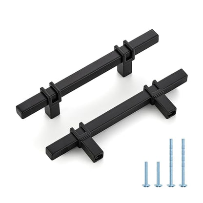HOME EDIT 3-1/2 inch Black Cabinet Handles, 10 Pack Kitchen Cabinet Handles Matte Black Drawer Pulls Zinc Alloy Square Bar Kitchen Pulls - color: Black, size: 3-1/2 Inch Hole Center