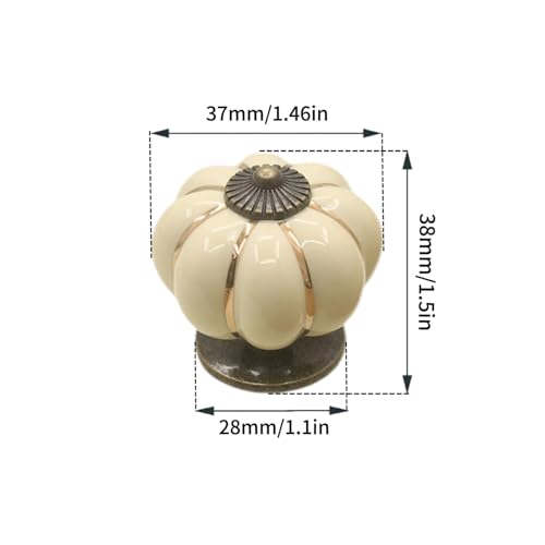 Vintage Ceramic Pumpkin Cabinet Knobs, Kitchen Cabinet Drawers Dresser Cupboard Pull Handles Door Pulls with 3 Kinds of Screws 4 Pack
