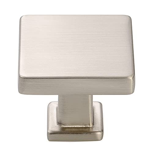 KOOFIZO 10 Pack Brushed Nickel Cabinet Knobs, Square Single Hole Pulls K08 - color: Brushed Nickel, size: Knob 1 - 10Pcs