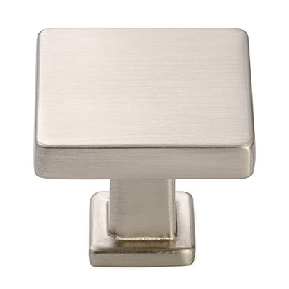 KOOFIZO 10 Pack Brushed Nickel Cabinet Knobs, Square Single Hole Pulls K08 - color: Brushed Nickel, size: Knob 1 - 10Pcs