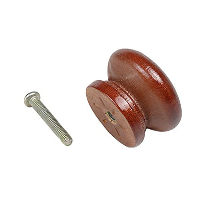 10Pack Round Wood Drawer Knobs Red Brown Finished Mushroom Shaped Kitchen Cabinet Pulls Handles Hardware for Kitchen Cabinets Furniture Dresser Wardrobe Cupboard Drawer Pulls Knobs - color: Brown,red