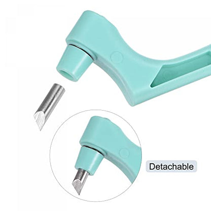 uxcell Craft Cutting Tools, 360 Degree Rotating Blades Stainless Steel Cutter with 15 Degree Blade for DIY Crafts Stencils Scrapbooks, Light Blue - color: Light Blue