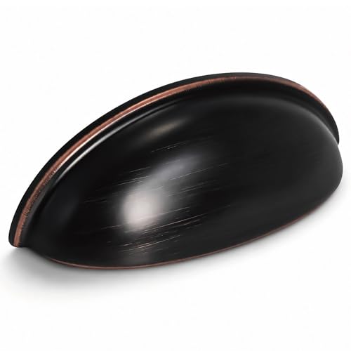 HOMOTEK 10 Pack 3 Inch Hole Centers Oil Rubbed Bronze Drawer Bin Cup Pulls Dresser Pulls for Cabinets,Furniture Handles,Kitchen Cabinet Hardware - color: Oil Rubbed Bronze, size: 10 Pack