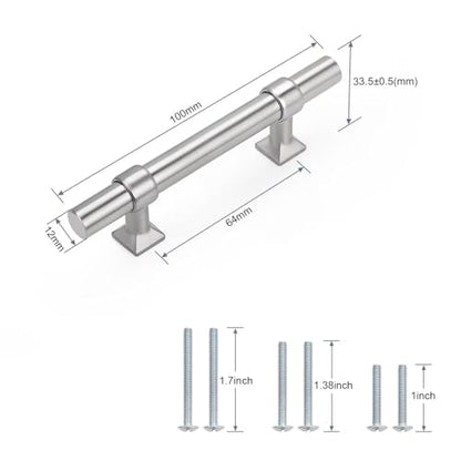 Brushed Nickel Cabinet Pulls 2.5 Inch Hole Centers T Bar 10 Pack - color: Brushed Nickel, size: Hole Centers: 2.5inch