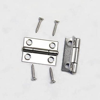 10pcs 304 Stainless Steel 1-inch Folding Butt Hinges Small Hinges Mini Door Hinges for Case Wooden Jewelry Box Lid Crafts (25mm x 18.5mm x 0.8mm) - size: 10pcs 1-inchS w Screws