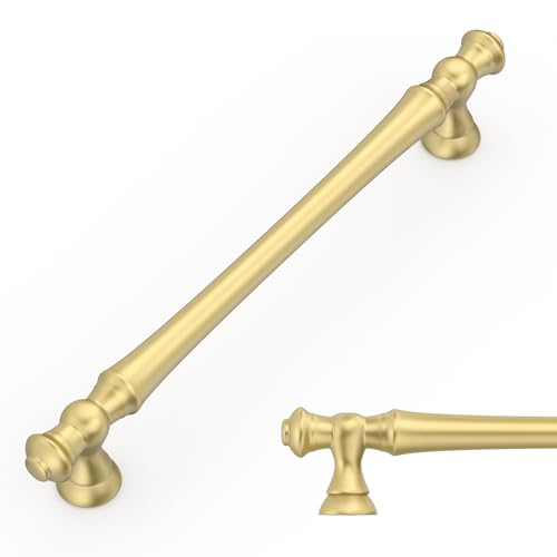 Amerdeco 10 Pack Brushed Gold Cabinet Pulls 6.3" - color: Brushed Gold, size: 6.3" hole center