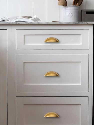 2 Pack 3" Drawer Pulls Antique Brass Cabinet Cup Pulls Kitchen Hardware Cabinet Handles Drawer Handles Knobs 3 inch (76mm) Center to Center - color: Antique Brass, size: 3 inch Hole Center, style: 2 Pack
