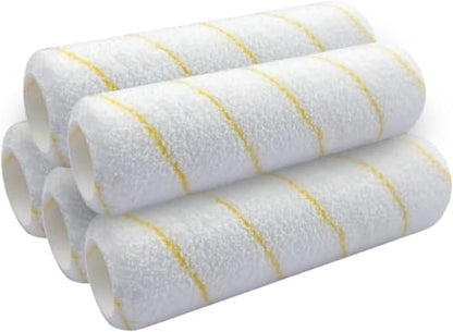 5 Pcs Paint Roller 9 Inch, 3/8" Nap Microfiber Paint Roller Kit - color: Yellow Stripe, 5pcs